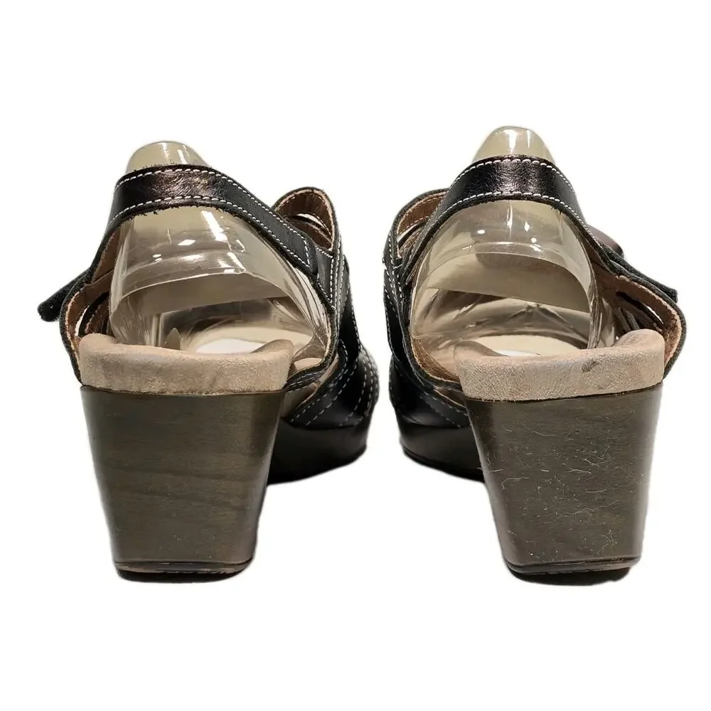 Romika Waikiki 12 Jamaica Black Sz 39 (US 8.5) Strappy Wedge Sandals 83012-43100